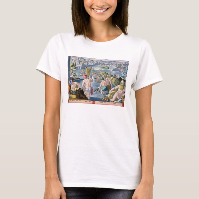 Fishing in Shallow Waters Using Nets, plate 96 fro T-Shirt (Front)