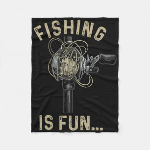 Fishing Is Fun Bird's Nest Funny 1 Fleece Blanket