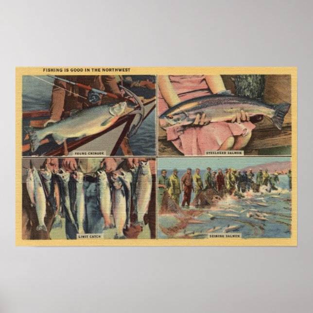 "Fishing is Good in the Northwest" - Chinook Poster (Front)