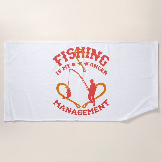 Fishing is my Anger Management Beach Towel (Front)