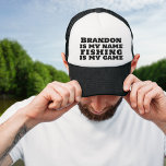 Fishing Is My Game 70's Typography Retirement Trucker Hat<br><div class="desc">Looking for a stylish and comfortable trucker hat to wear on your retirement adventures? Check out our "Fishing Is My Game" 70's Typography Retirement Trucker Hat! Featuring a retro-inspired design with bold typography,  this hat is perfect for any retiree who loves to fish.</div>