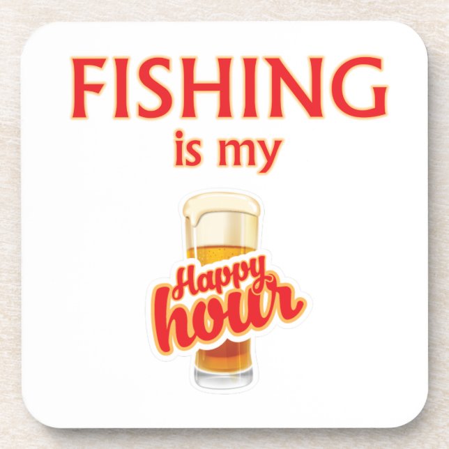 Fishing Is My Happy Hour Coaster (Front)
