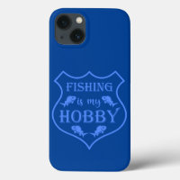 Fishing is my hobby shield quote on crest