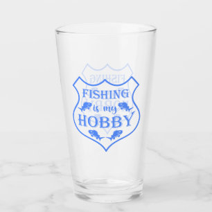 Fishing is my hobby shield quote on crest glass