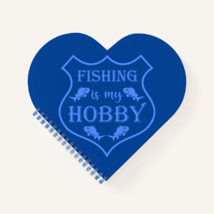 Fishing is my hobby shield quote on crest  notebook