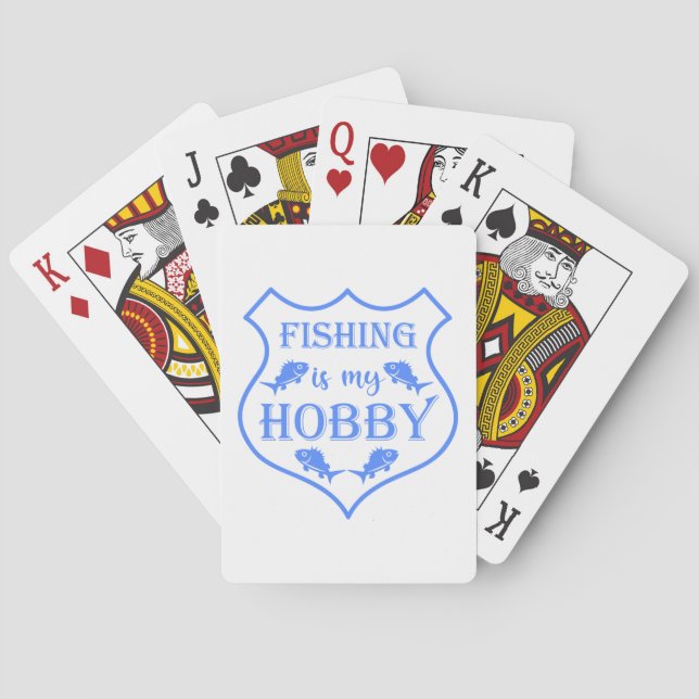 Fishing is my hobby shield quote on crest  playing cards (Back)