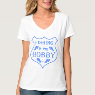 Fishing is my hobby shield quote on crest T-Shirt