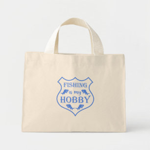 Fishing is my hobby shield quote on crest tote ba