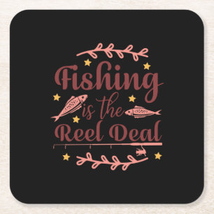 Fishing Is The Reel Square Paper Coaster