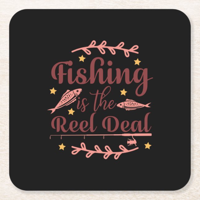 Fishing Is The Reel Square Paper Coaster (Front)
