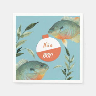 Fishing Its a Boy Baby Shower Napkin