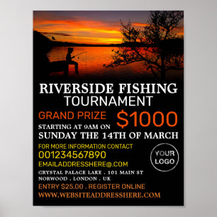 Fishing Lake Landscape, Fishing Tournament Event Poster