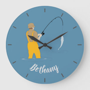 Fishing Large Clock
