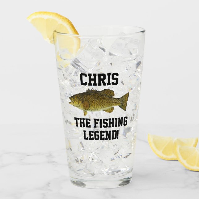 Fishing Legend Smallmouth Bass Name Sports Men Glass (Front Ice)