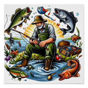 Fishing Life Illustration Poster