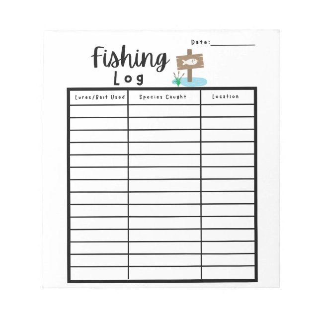Fishing Log For Kids | Fishing Trips Summer Break Notepad (Front)