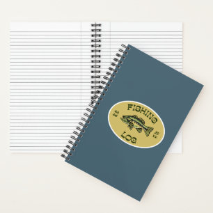 Fishing Log   Vintage Rich Blue, Green, Beige Gift Notebook