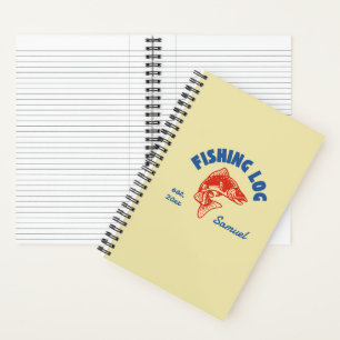 Fishing Log Warm Vintage Yellow, Red, Blue Gift Notebook