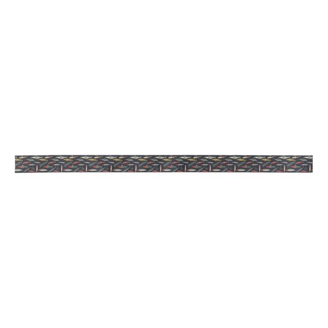Fishing Lover Fish Pattern design Satin Ribbon (Front)