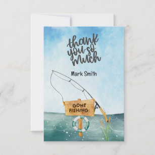 Fishing Lover watercolor  Thank You Card
