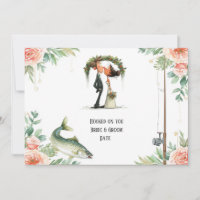Fishing Lover wedding with rod and flowers 