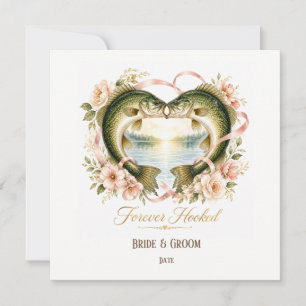 Fishing Lover wedding with rod and flowers Invitation