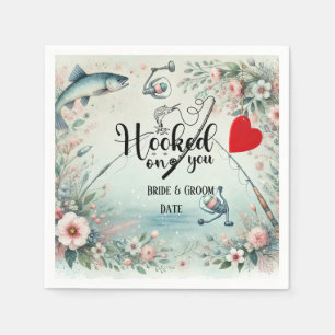 Fishing Lover wedding with rod and flowers Napkin