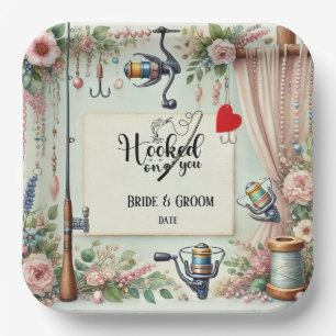 Fishing Lover wedding with rod and flowers  Paper Plate