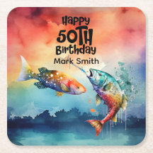 Fishing lovers 50th birthday Fish watercolor