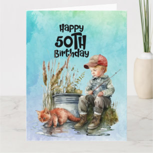 Fishing lovers 50th birthday fishing card