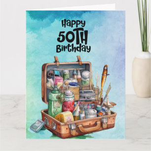 Fishing lovers 50th birthday fishing card