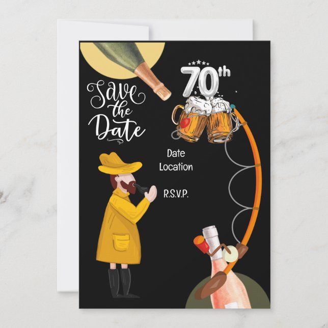 Fishing Lovers 70th Birthday  Invitation (Front)