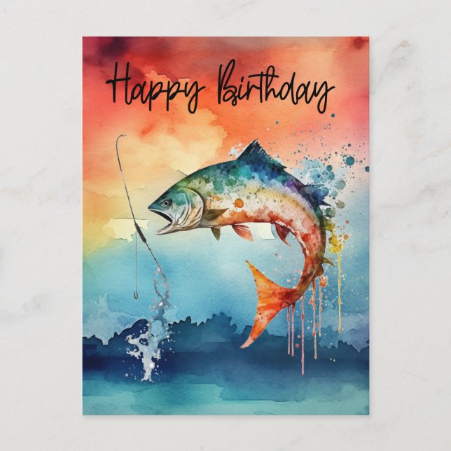 Fishing lovers  birthday fishing  postcard (Front)