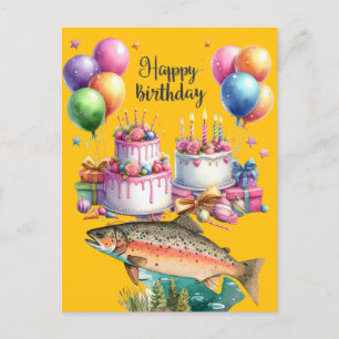 Fishing lovers birthday fishing postcard