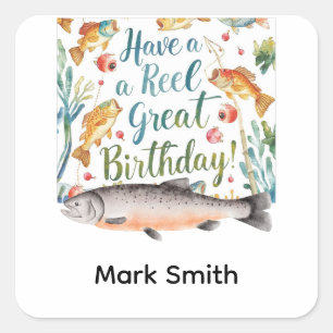 Fishing Lovers Birthday themed  Square Sticker
