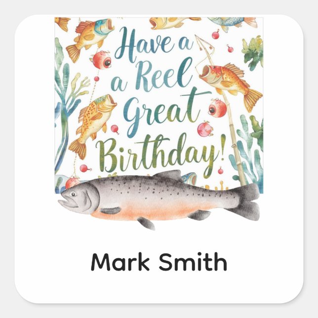 Fishing Lovers Birthday themed  Square Sticker (Front)