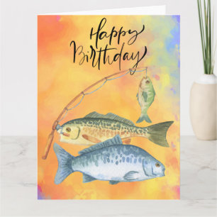 Fishing lovers birthday with Fish watercolor Card
