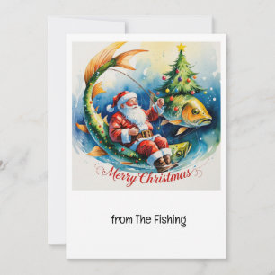 Fishing Lovers Christmas Holiday with Santa Claus Card