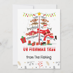 Fishing Lovers Christmas Holiday with Santa Claus Card