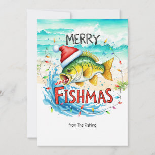 Fishing Lovers Christmas Holiday with Santa Claus Card