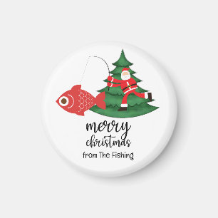 Fishing Lovers Christmas Holiday with Santa Claus Magnet