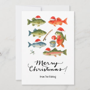 Fishing Lovers Christmas Holiday with Santa Fish Card