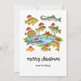 Fishing Lovers Christmas Holiday  with Santa Fish Card