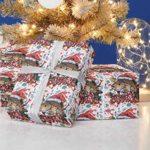 Fishing Lovers Christmas with Santa Claus Fish Wrapping Paper