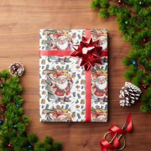 Fishing Lovers Christmas with Santa Claus Fish Wrapping Paper
