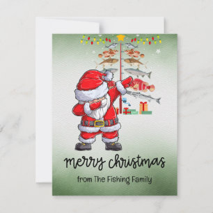 Fishing Lovers Christmas with Santa Claus Holiday Card