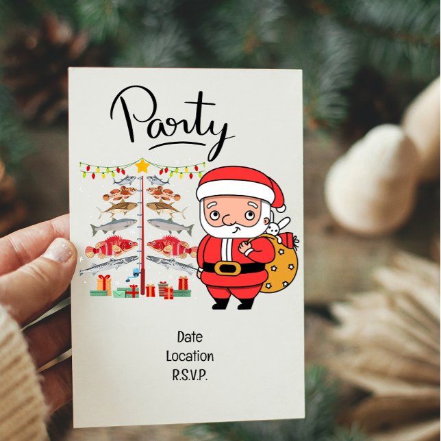 Fishing Lovers Christmas with Santa Claus Invitation (Creator Uploaded)