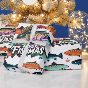 Fishing Lovers Christmas with Santa Claus Wrapping Paper