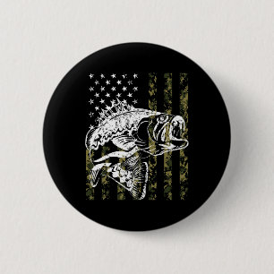 Fishing Lovers Fishing Vintage American Flag 6 Cm Round Badge