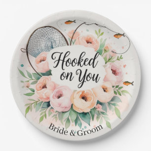 Fishing lovers Hook on you for Wedding Paper Plate